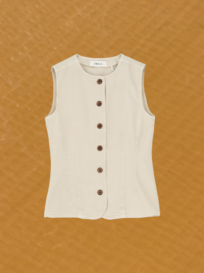 tammy vest ivory cotton gots turkey skall studio denmark