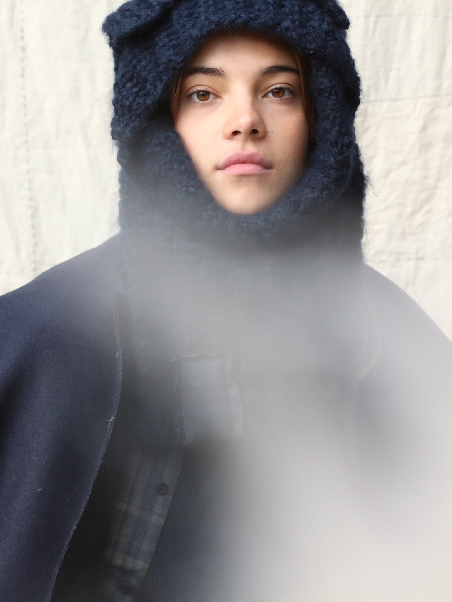 pia scarf knitwit stable x fant mohair dutch wool navy