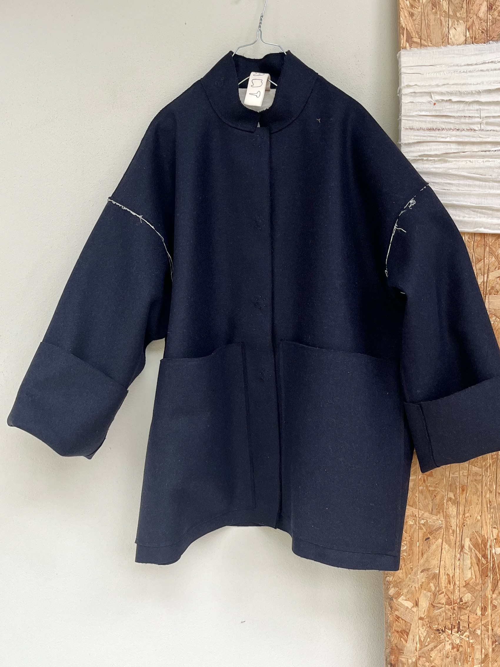 yenna coat heavy wool linen lining fant the netherlands night blue