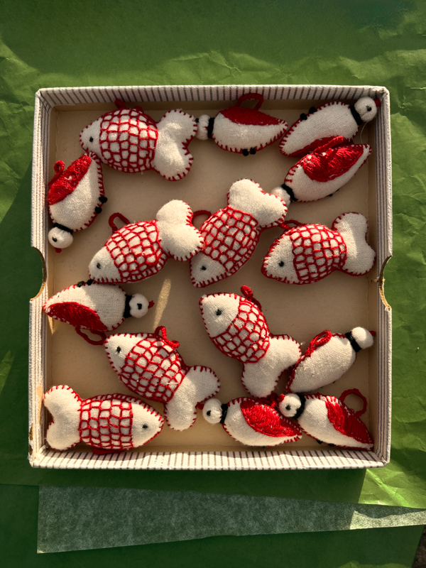 raasleela ornaments Dilshad Banu's Billa badges fish bird hand embroidered gift handmade gift handmade ornament cover