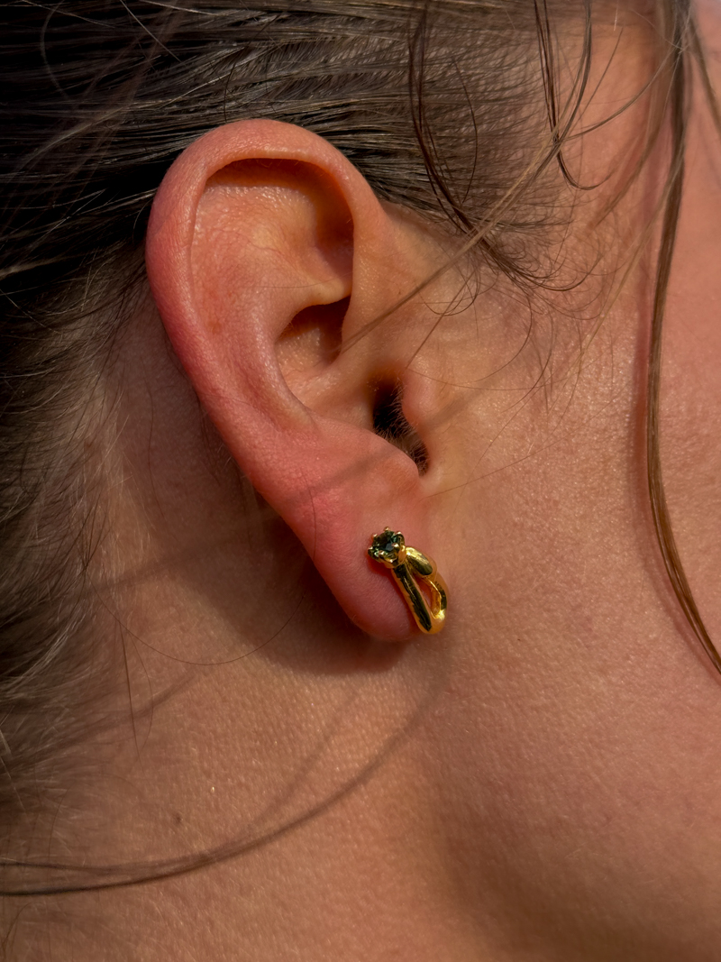 Ratu earpin 18k gold-plated tourmaline LIESCH handmade jewelry amsterdam