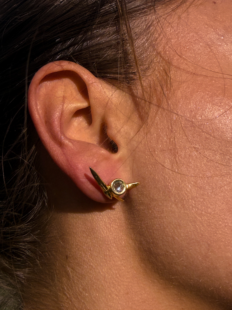 Titak Earrings statement jewelry by LIESCH handmade in Amsterdam 18k gold-plated sterling silver