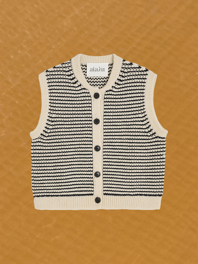 asha mix black navy vest highland wool aiayu denmark europe slow fashion cover