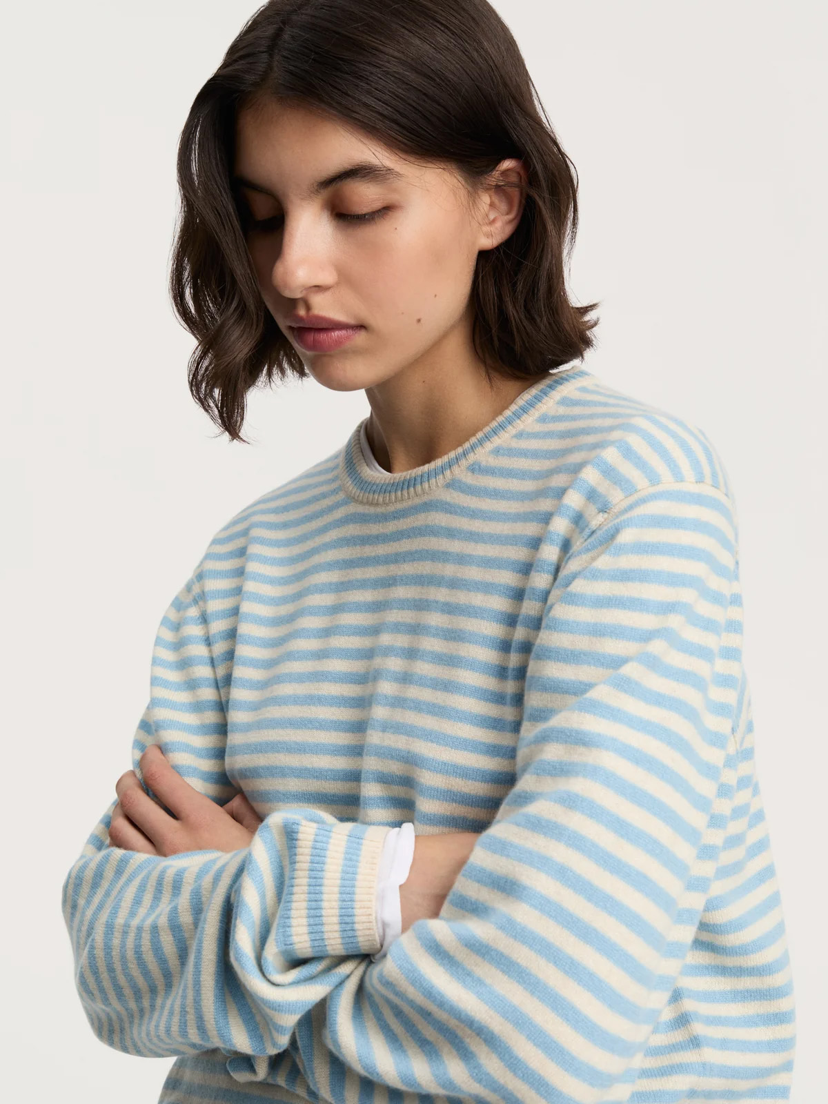 leonardo pure cashmere sweater nepal mix opal blue aiayu denmark slow fashion