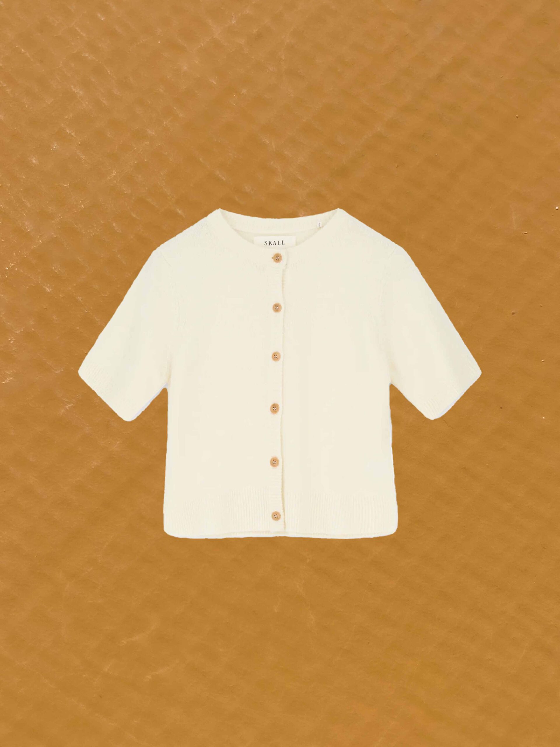 carmine cardigan skall studio short sleeve knit white italy merino wool