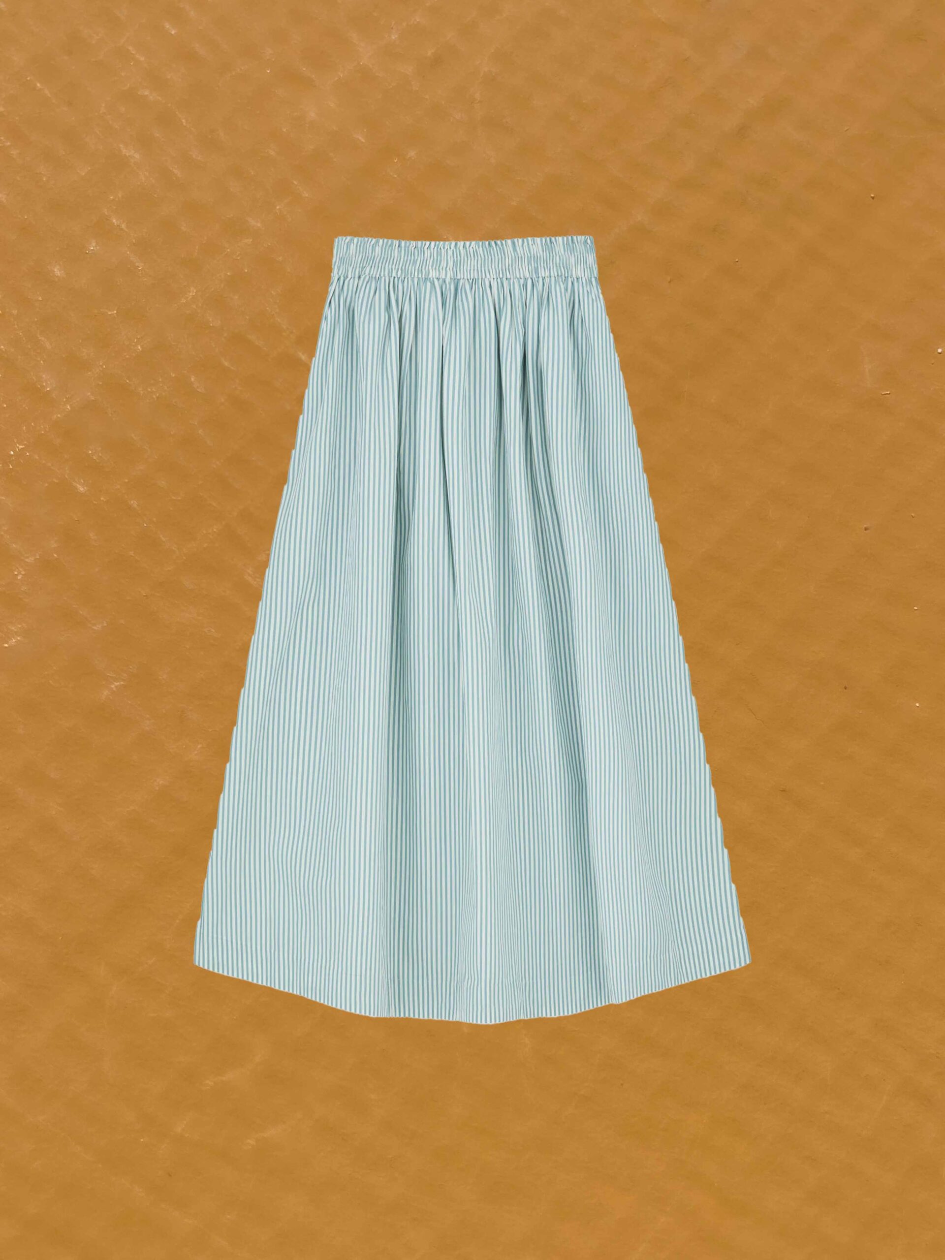 dagny skirt aqua white stripe organic cotton gots certified india skall studio denmark