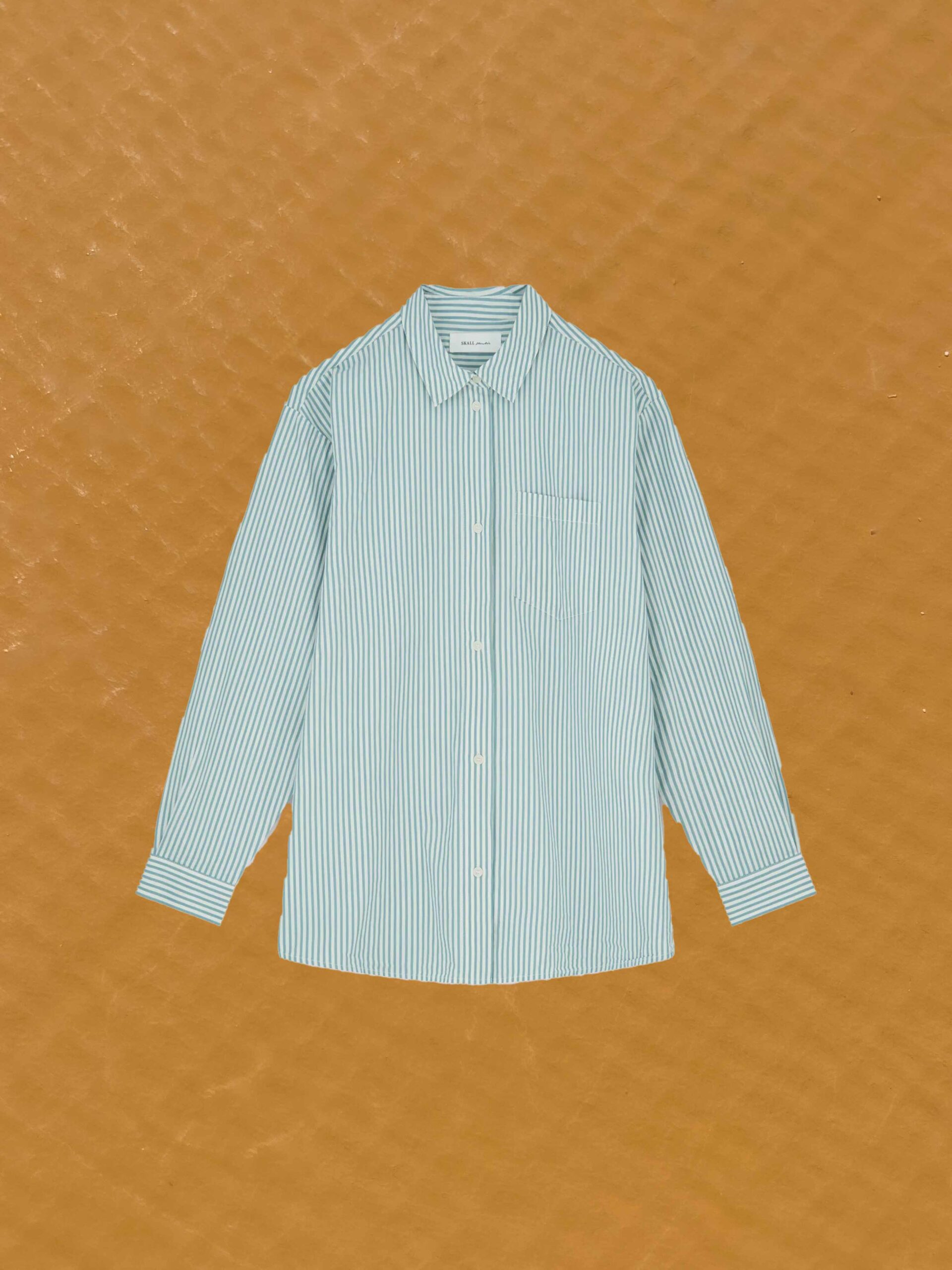 edgar shirt white/aqua stripe poplin organic gots certified cotton skall studio