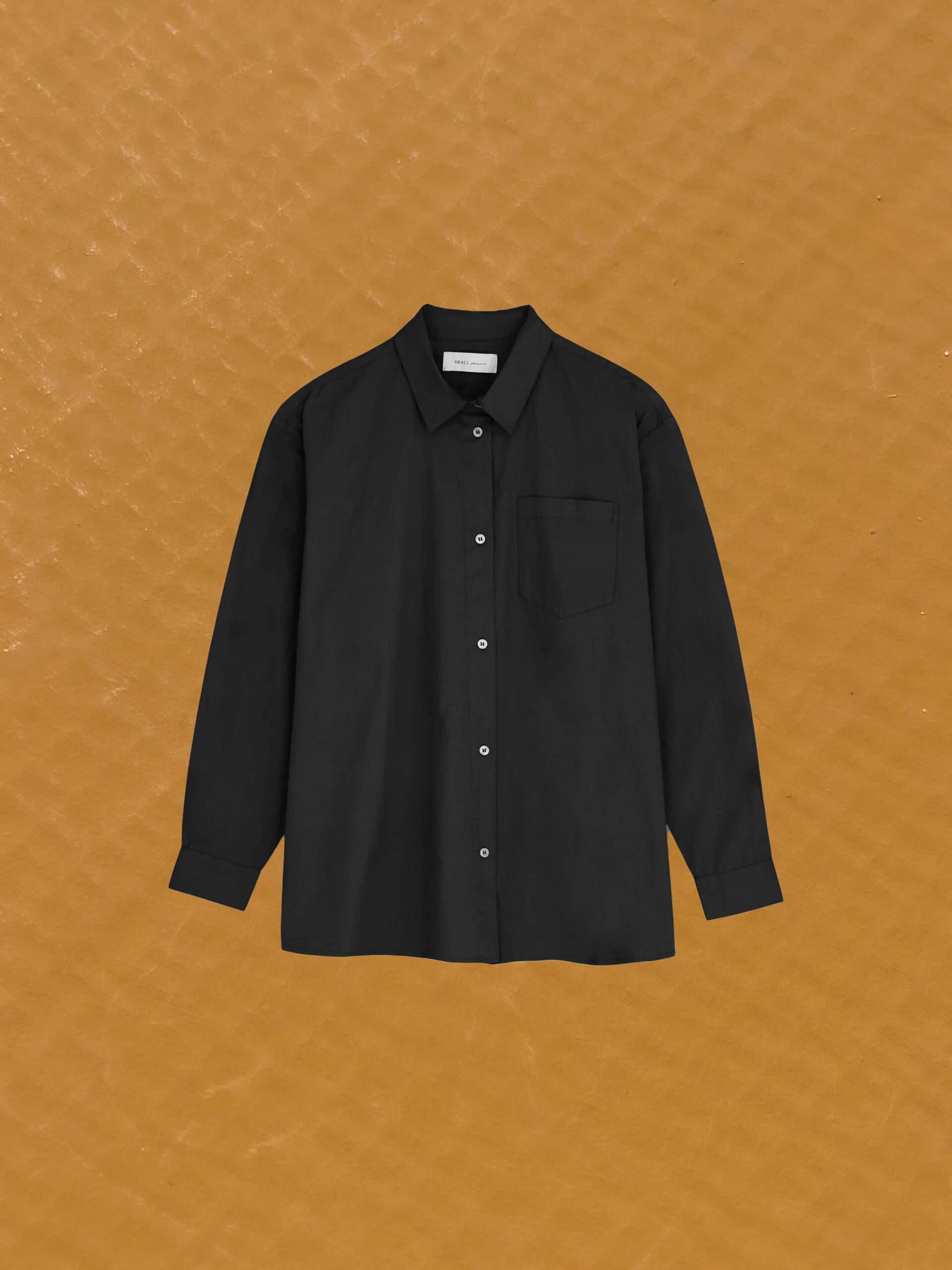edgar shirt black poplin organic gots certified cotton skall studio