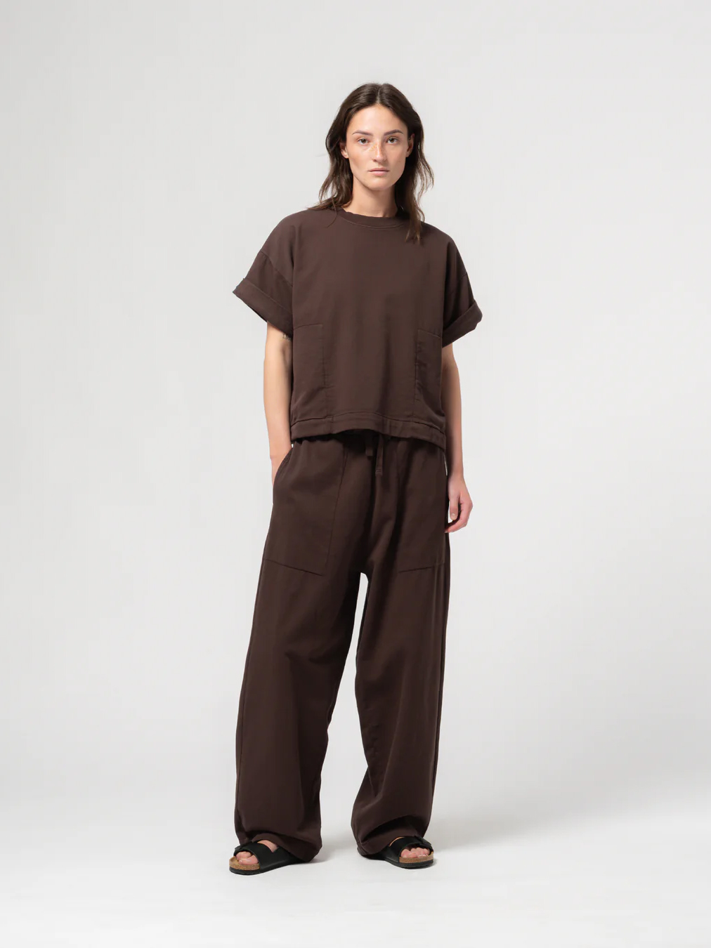 REFORMER PANTS TWILL JERSEY COFFEE BROWN girls of dust antwerp eat dust portugal cotton
