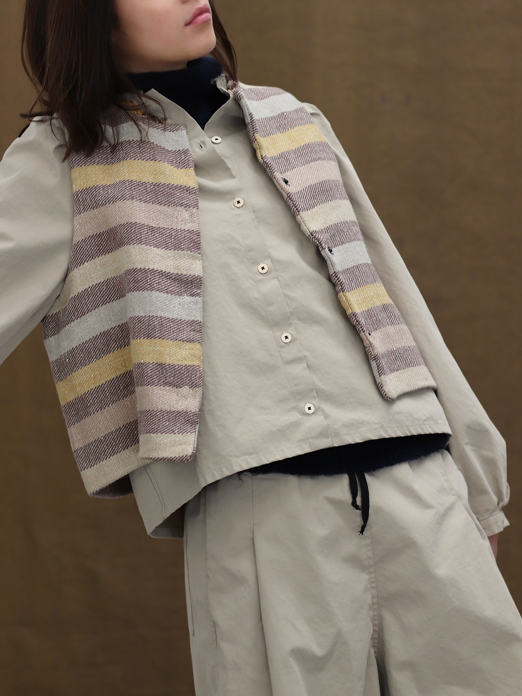 gilet luna belgian linen stripe by fant local slow-fashion