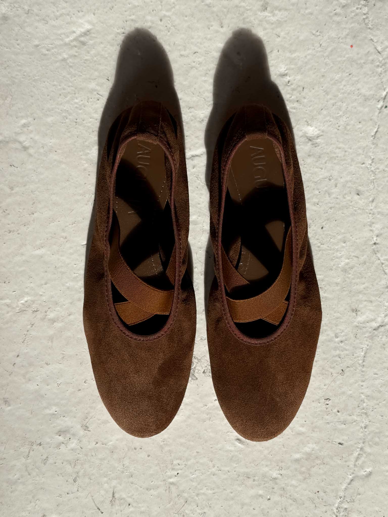 bettina ballet flats chocolate suede augusta the brand handmade shoes spain