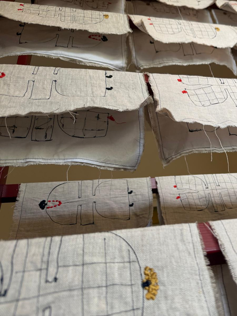 pocket art embroidered linen artwork fant projects sukha Zora wild