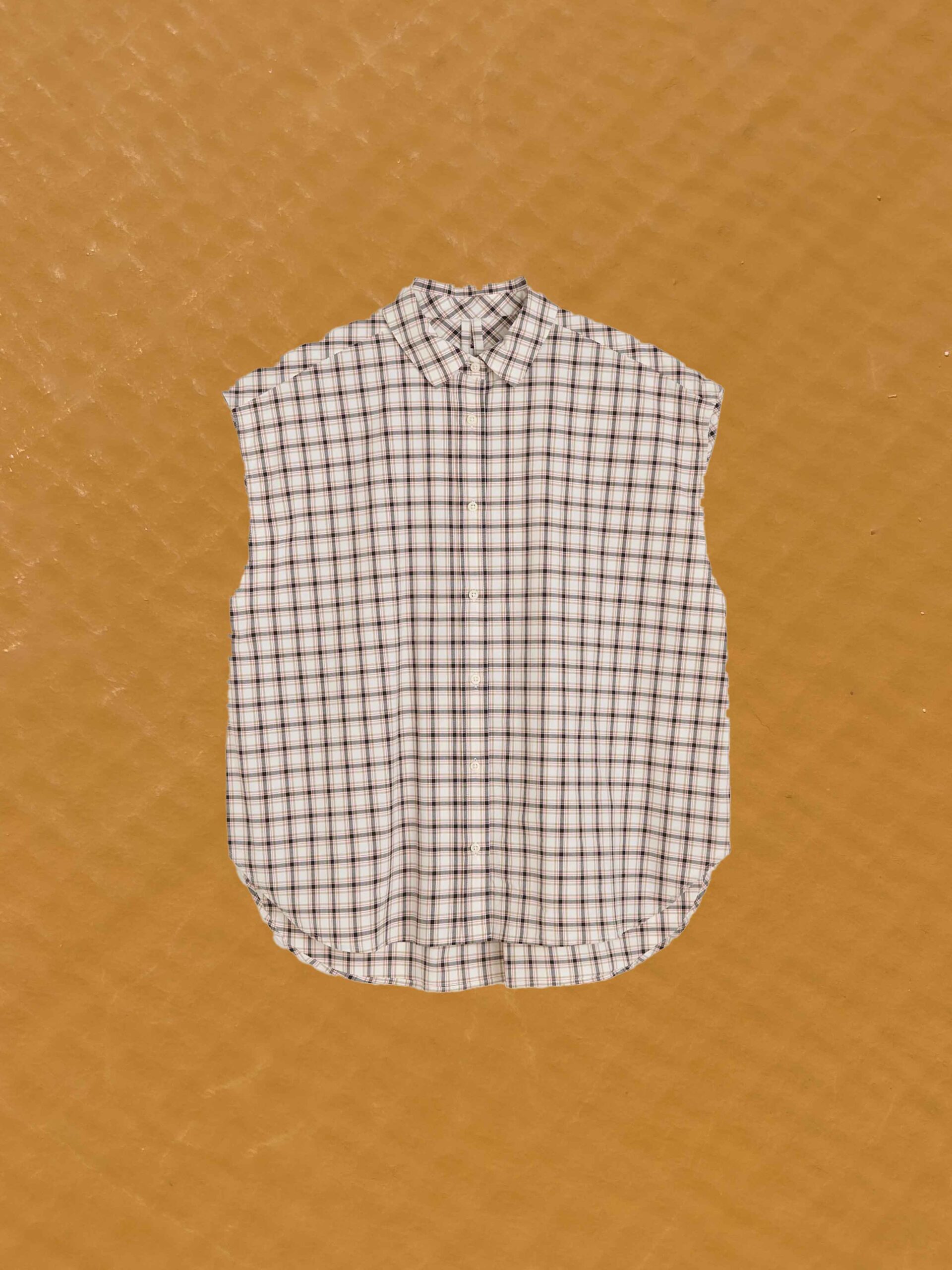 camal shirt sleeveless check mix osaka organic cotton europe aiayu denmark slow fashion