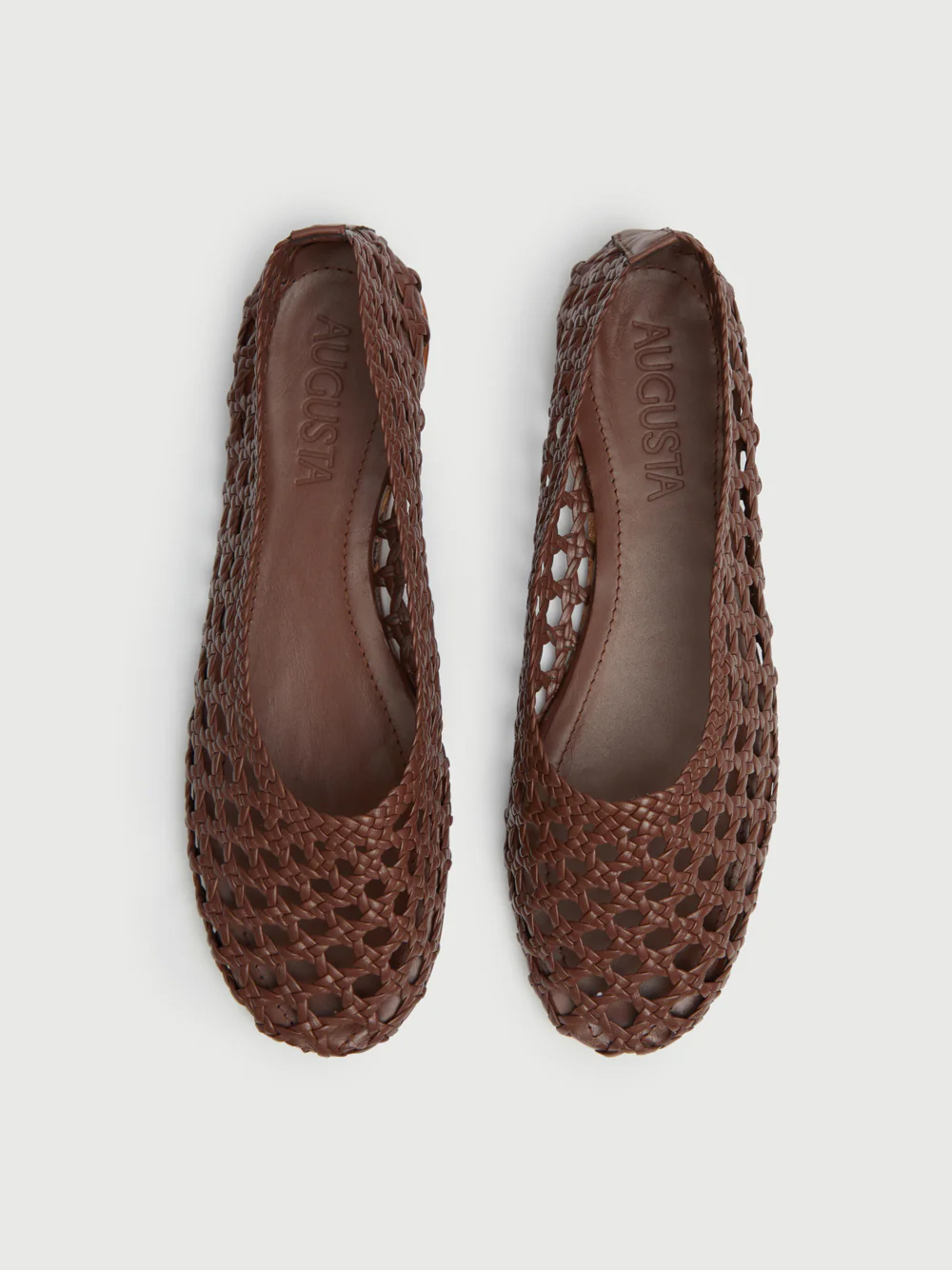 ava woven chocolate leather shoes augusta the brand spain handmade flats