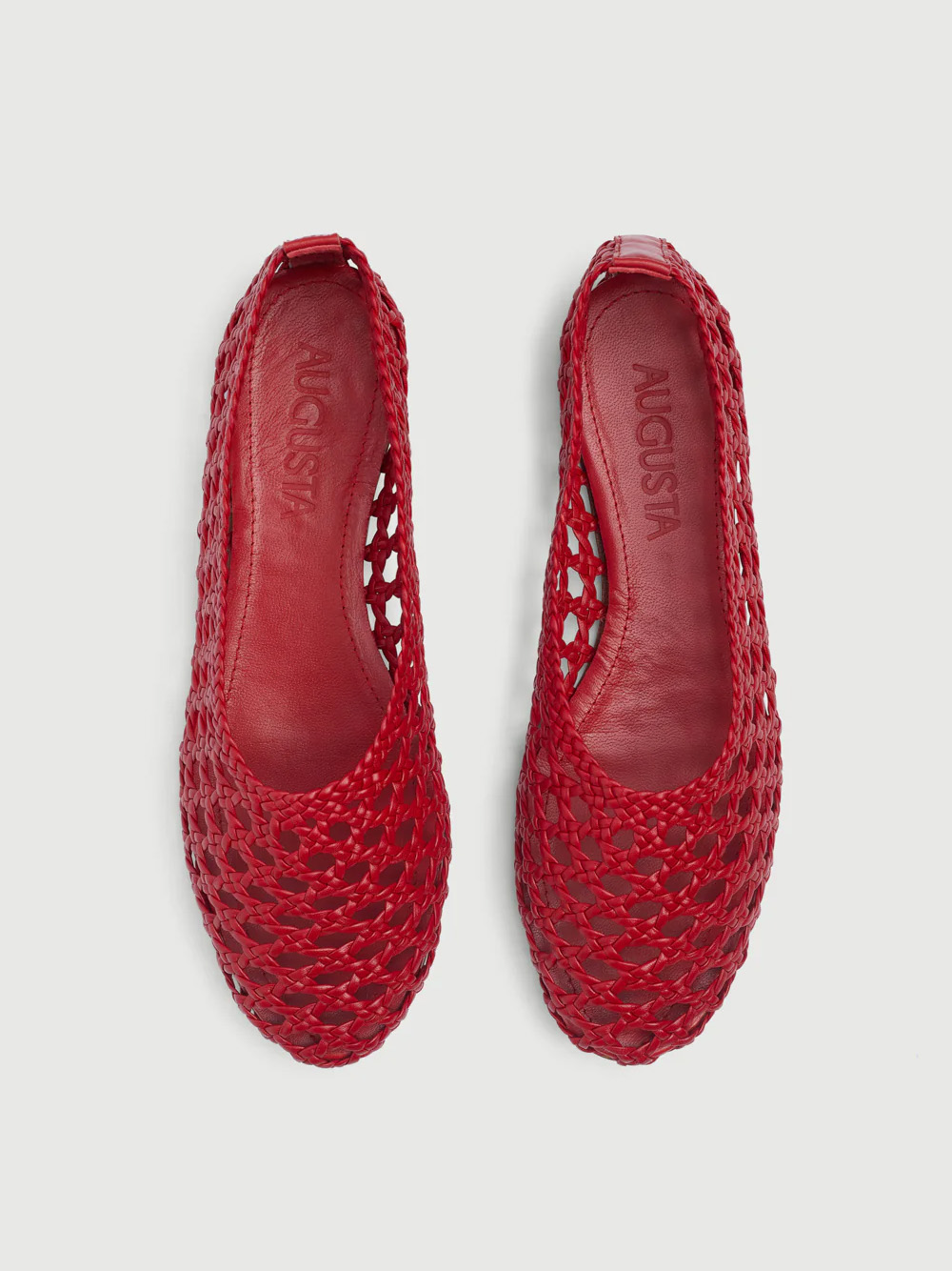 ava woven red leather shoes augusta the brand spain handmade flats