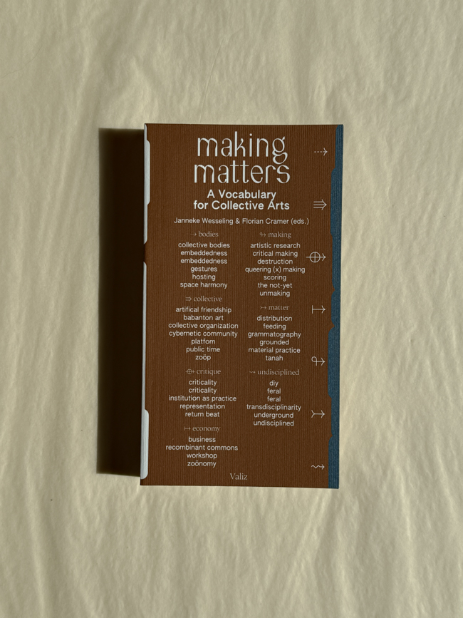 making matters valiz craftsmanship book Janneke Wesseling, Florian Cramer brown cover paperback