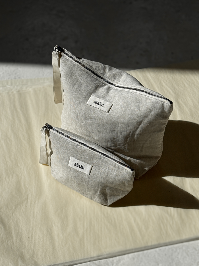 pouch linen pure nature aiayu denmark nepal small medium large essentials toiletry bag