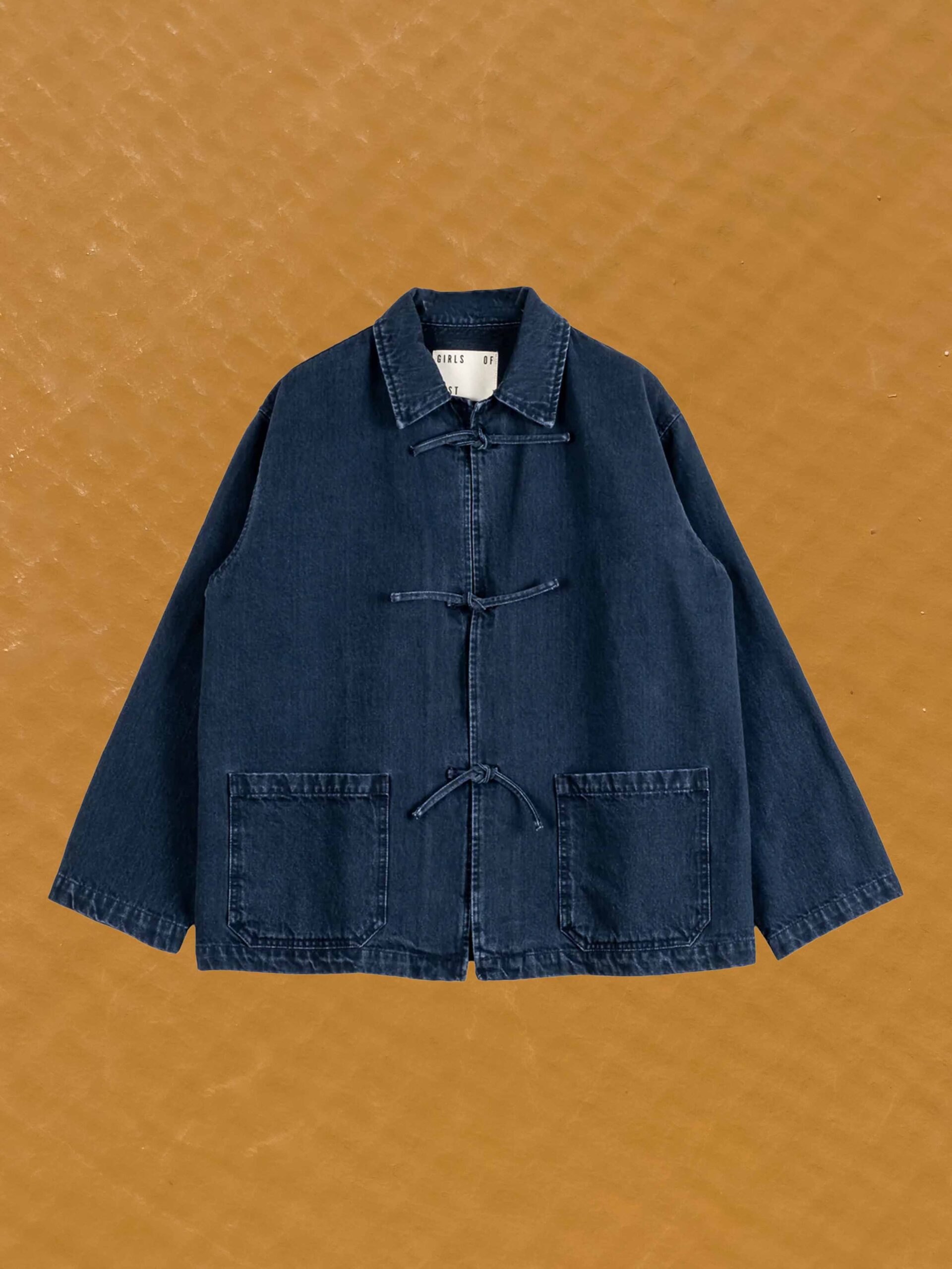 temple jacket enigma front tie denim blue girls of dust eat dust antwerp fair made portugal