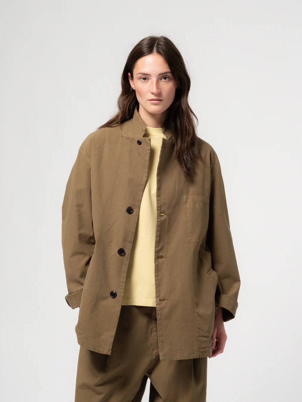 Girls Of Dust Antwerp Eat Dust sport coat cotton linen canteen green portugal slow fashion workwear jacket