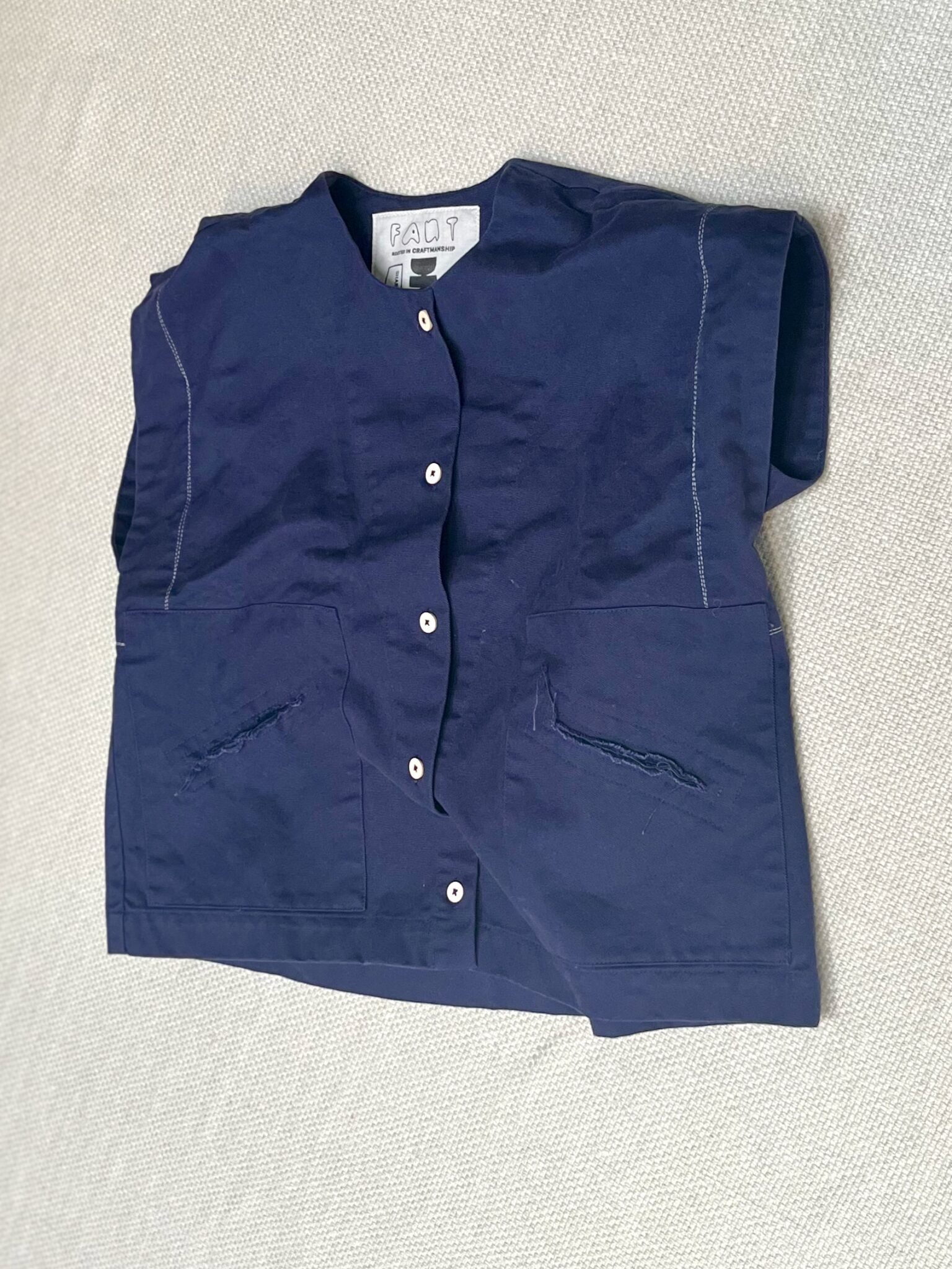 FANT projects the Netherlands slow fashion yuna gilet vest top midnight blue organic cotton deadstock atelier sukha