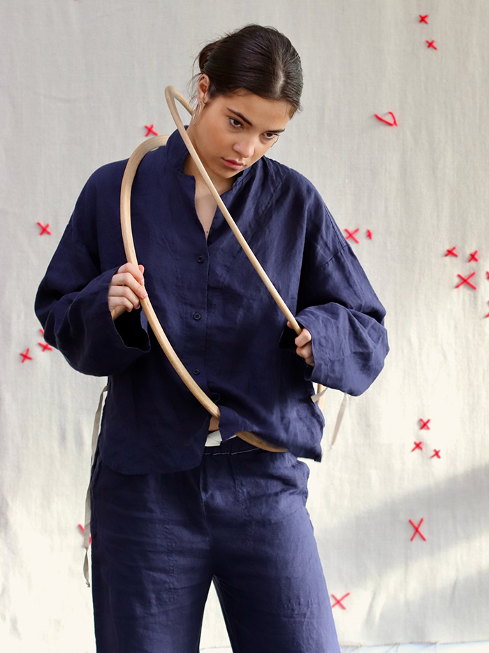 shirt sara belgian linen fant shop online midnight blue cover