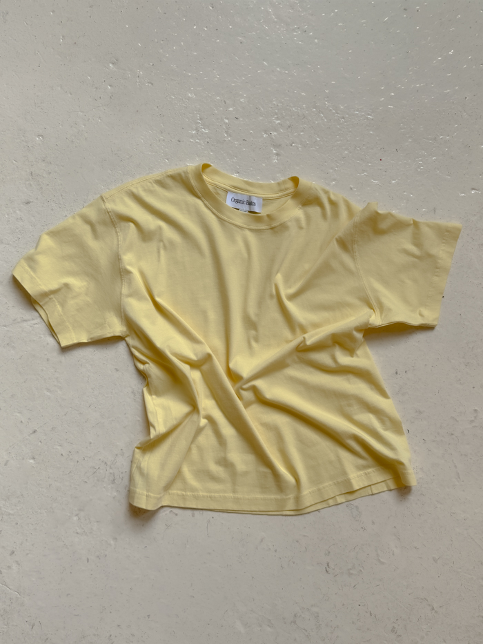 organic basics true boxy tee light lemon unisex oversized t-shirt organic cotton gots-certified cover