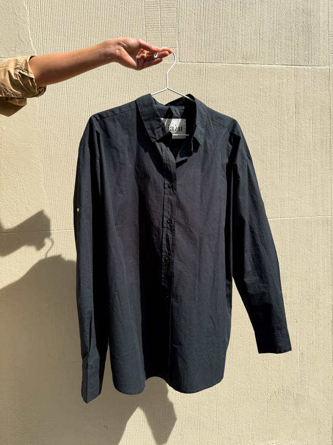 shirt black navy organic cotton india gots certified aiayu denmark slow fashion cover