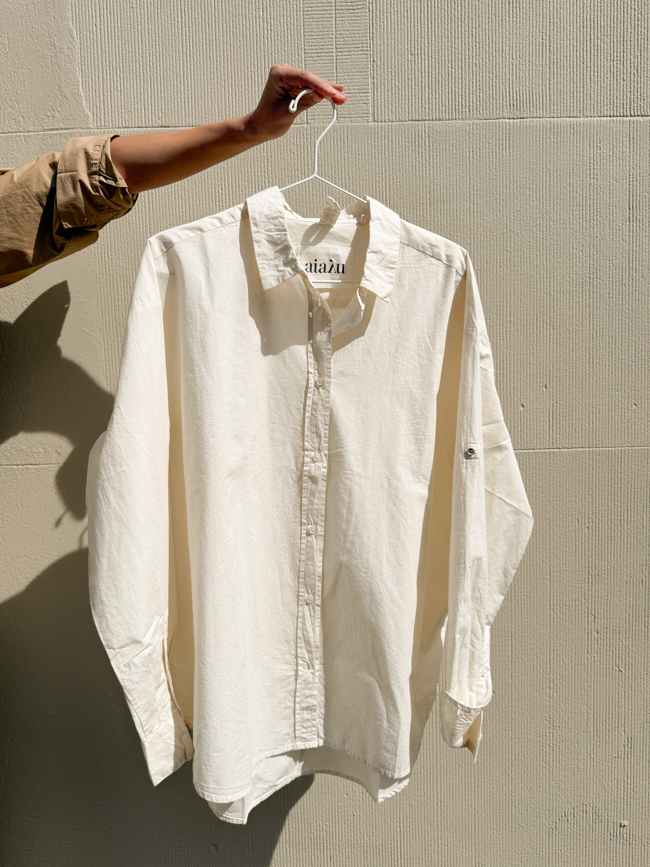 shirt pure ecru organic cotton india gots certified aiayu denmark slow fashion