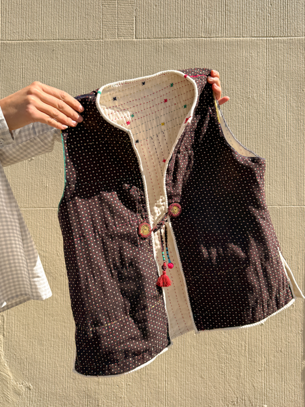 raasleela handmade gilet hand embroidery made in India reversible