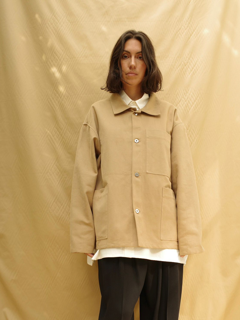 canvas jacket no4 maud vanden beussche cotton oversized tabaco brussel portugal front