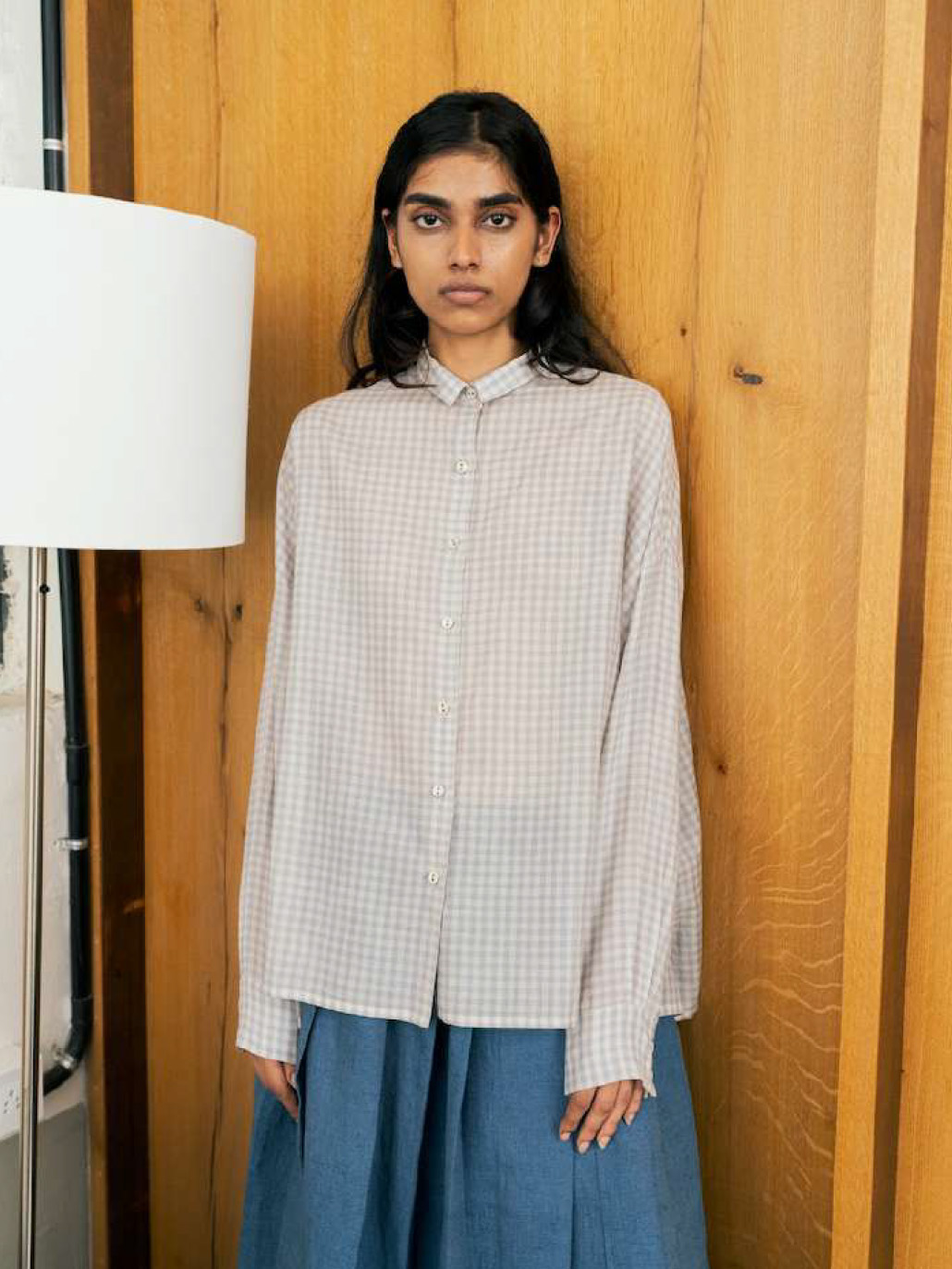 corin shirt grey chateau checks cotton silk runawau bicycle