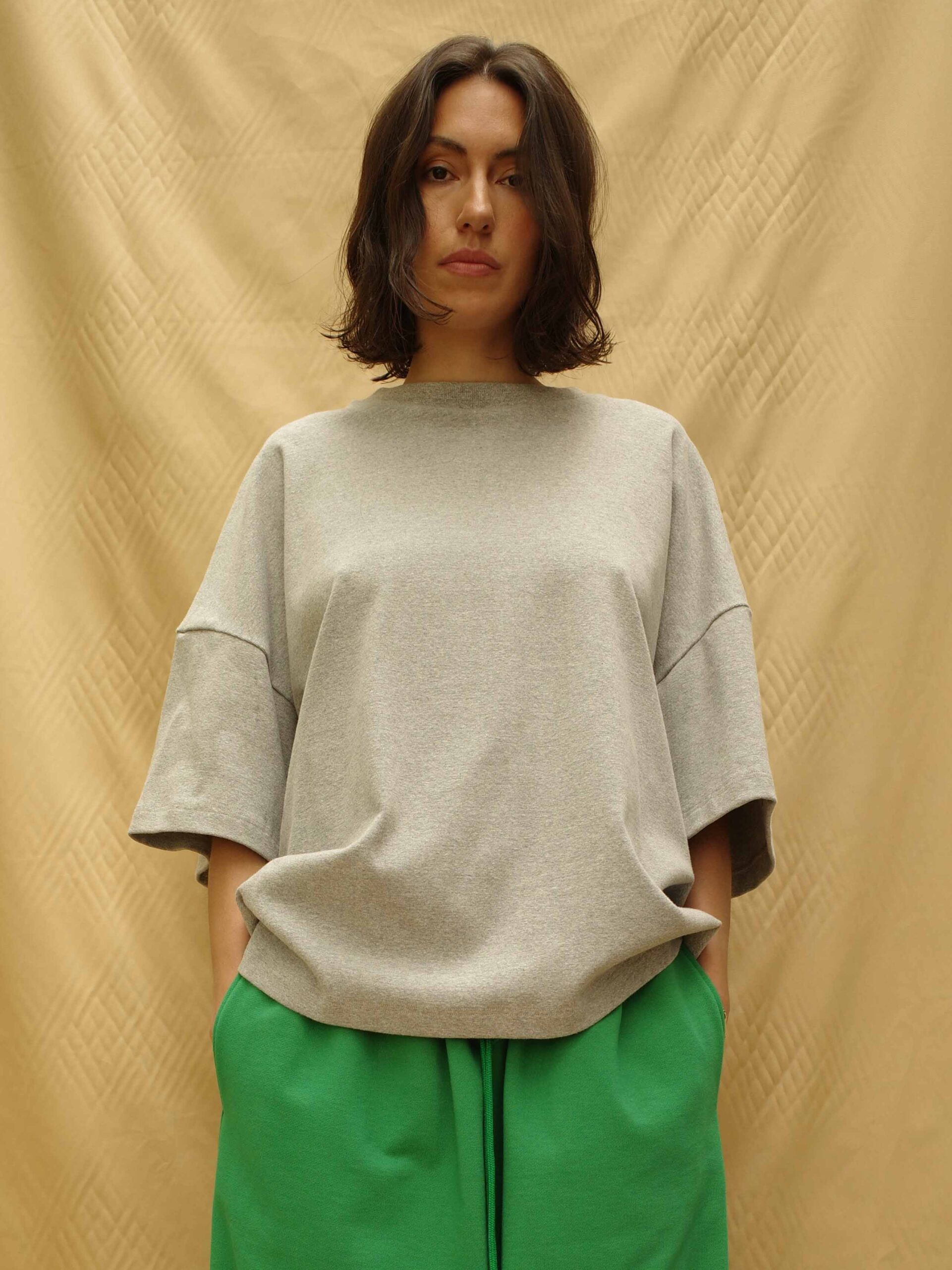 maud van den beussche rib short sleeve sweater japanese fabric cotton brussel portugal close up