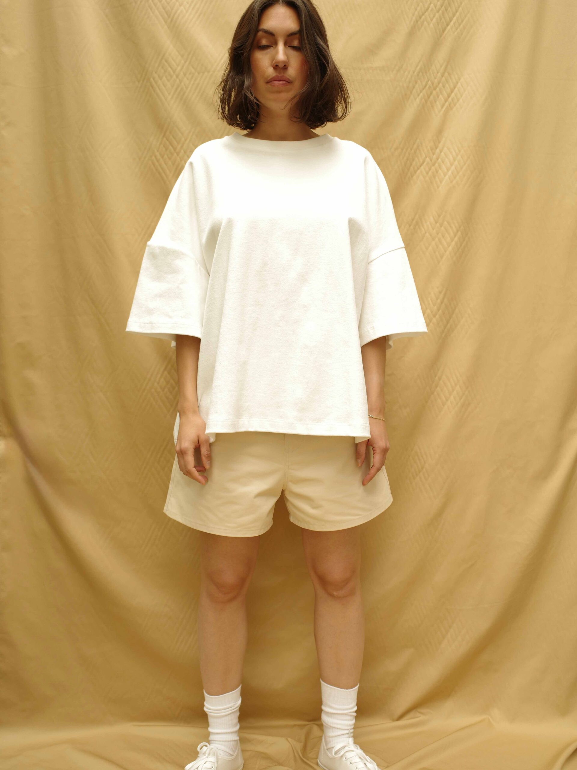 maud van den beussche rib short sleeve sweater japanese fabric cotton brussel portugal front optic white