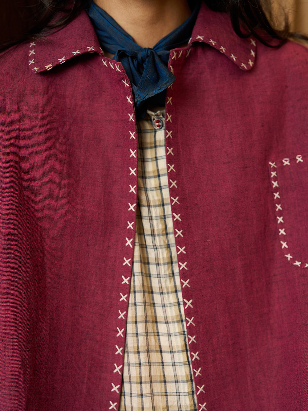 pete jacket dark jim magenta handloom cotton runaway bicycle india close look
