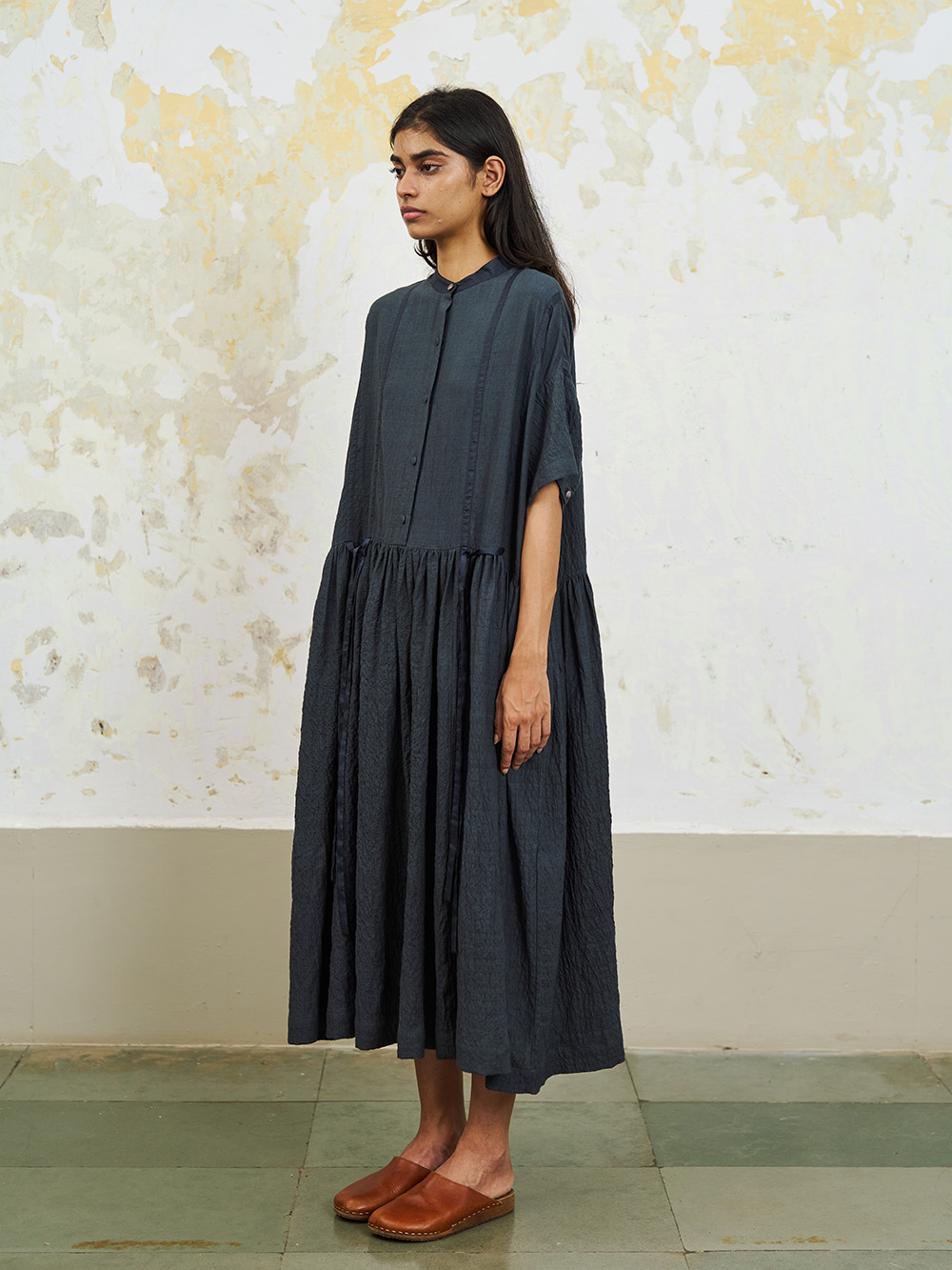 dress mira charcoal cotton runaway bicycle india full look