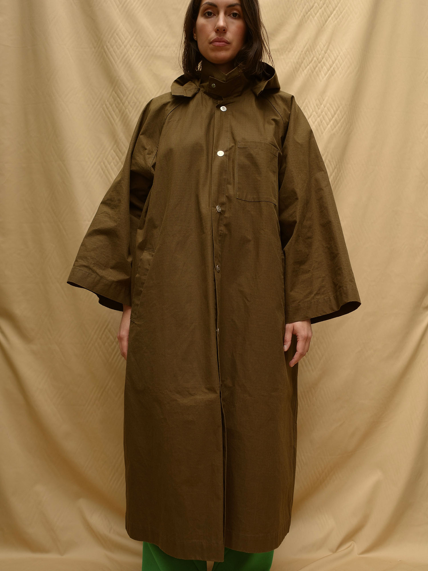 parka khaki england ripstop oversized coat maud vanden beussche front