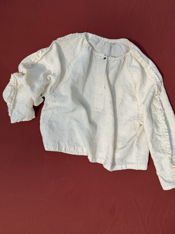 river blouse belgian linen fant projects the netherlands grain sleeves unfinished slow fashion sustainable cover