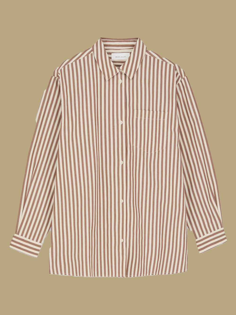 edgar blouse brown/ecru stripe gots certified organic cotton india skall studio denmark pack shot