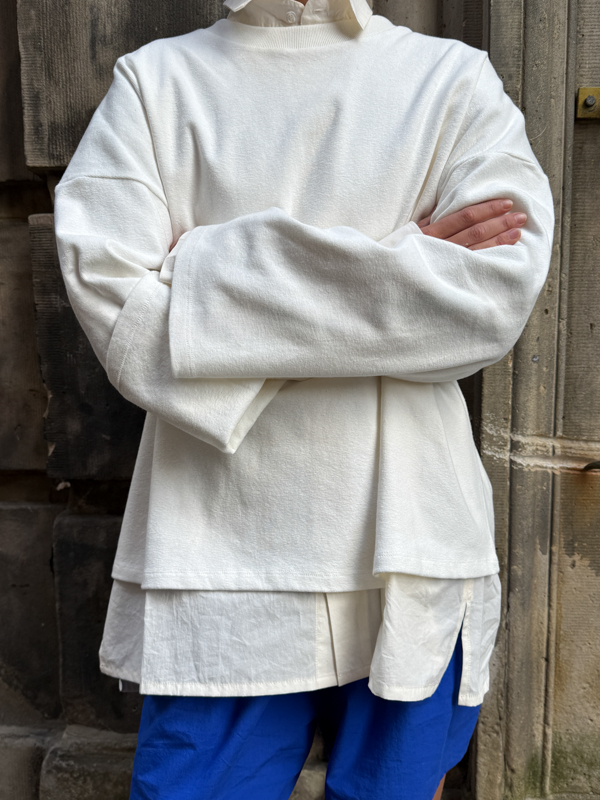 maud van den beussche rib long sleeve sweater japanese fabric cotton brussel portugal optic white close