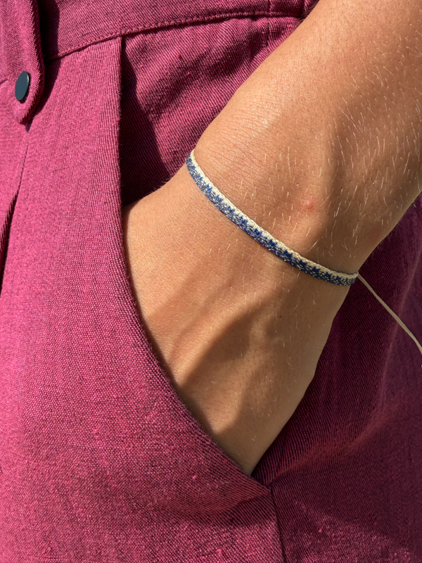 bracelet handloom guanabana es espana spain guatemala handmade waterproof handknitted jewelry product white turquiose
