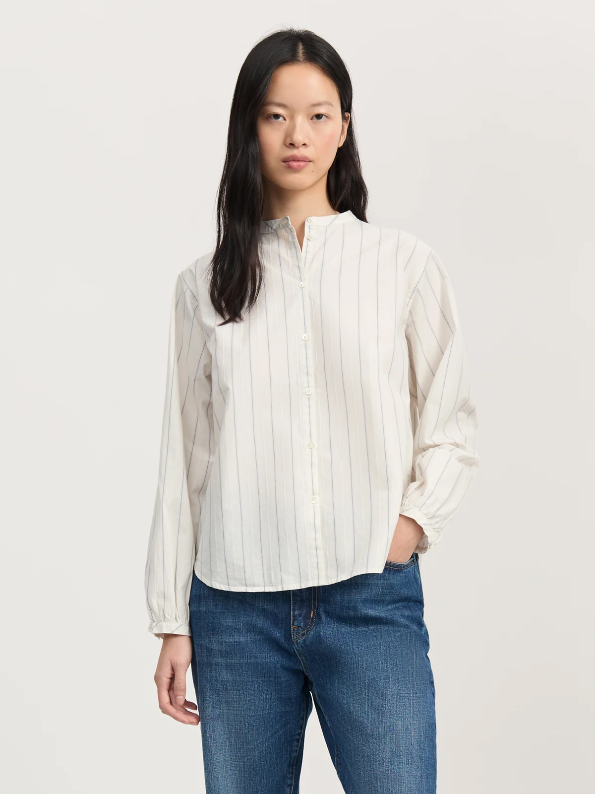 bibbi shirt campetra mix french blue cotton stripe aiayu denmark online shop model