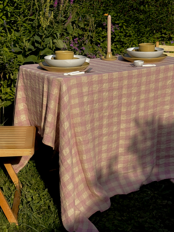 maison de vacances tablecloth vichy bois de rose small square