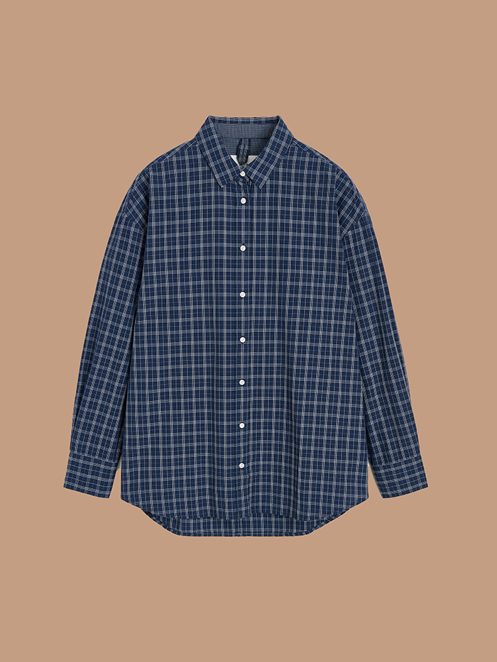 shirt check mix navy iayu shop online fw26 packshot front