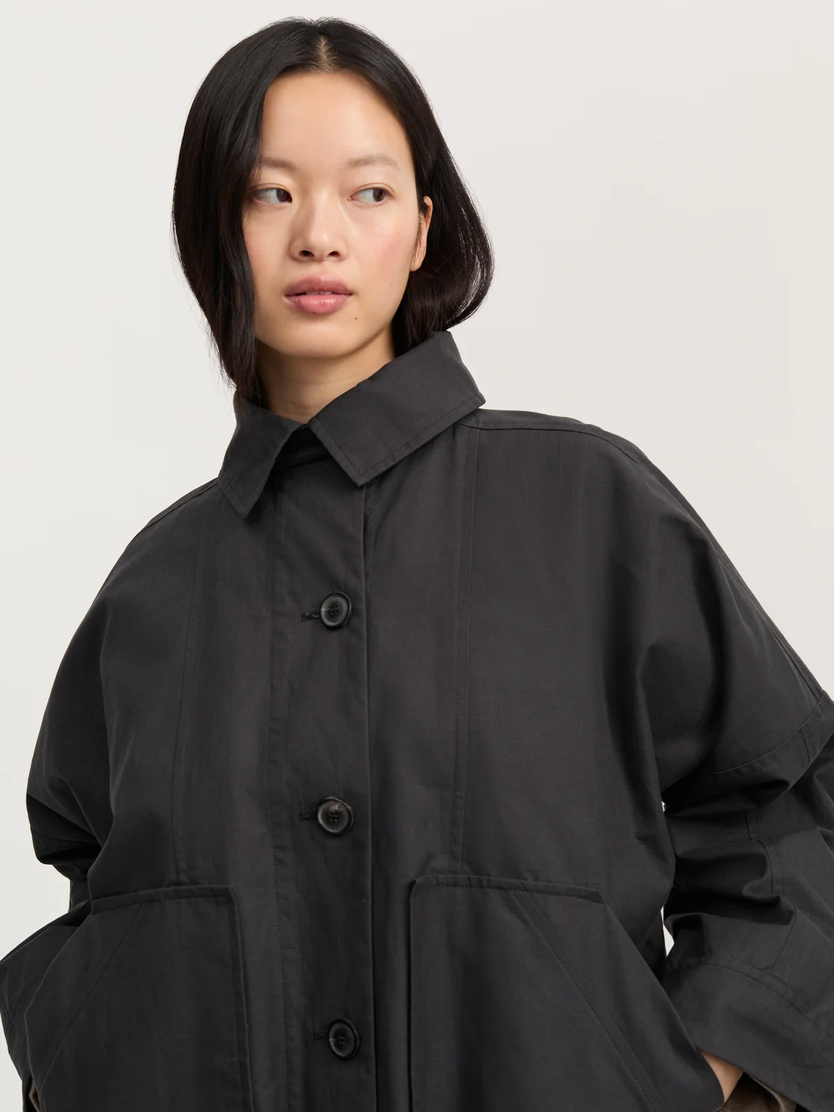 jay coat oilskin ripstop silk wax antracite aiayu denmark shop online close