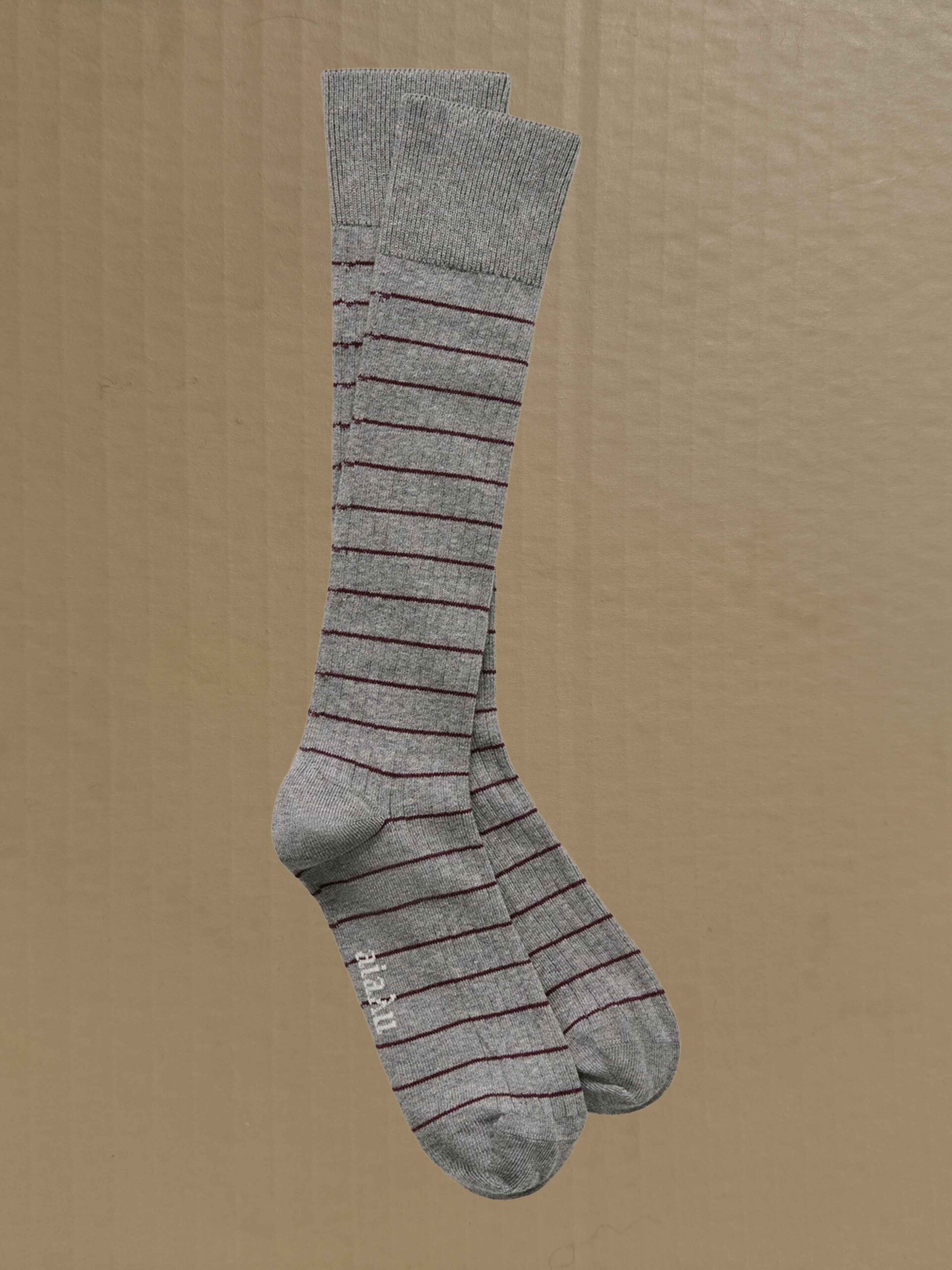sock long cotton stripe mix bordeaux grey aiyau denmark shop online product biscuit