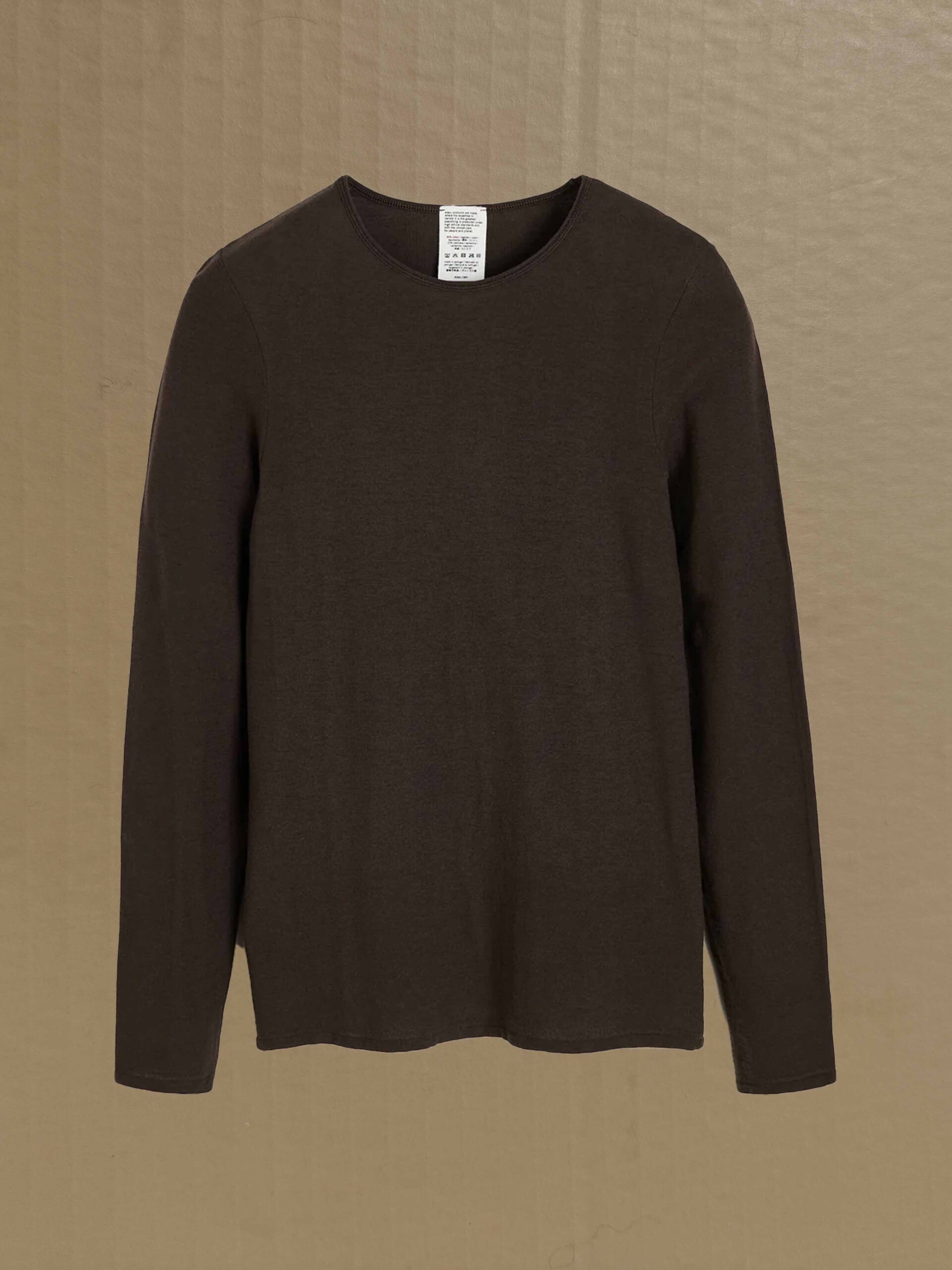 gentle cotton cashmere blend long sleeve top dark brown aiayu online shop denmark