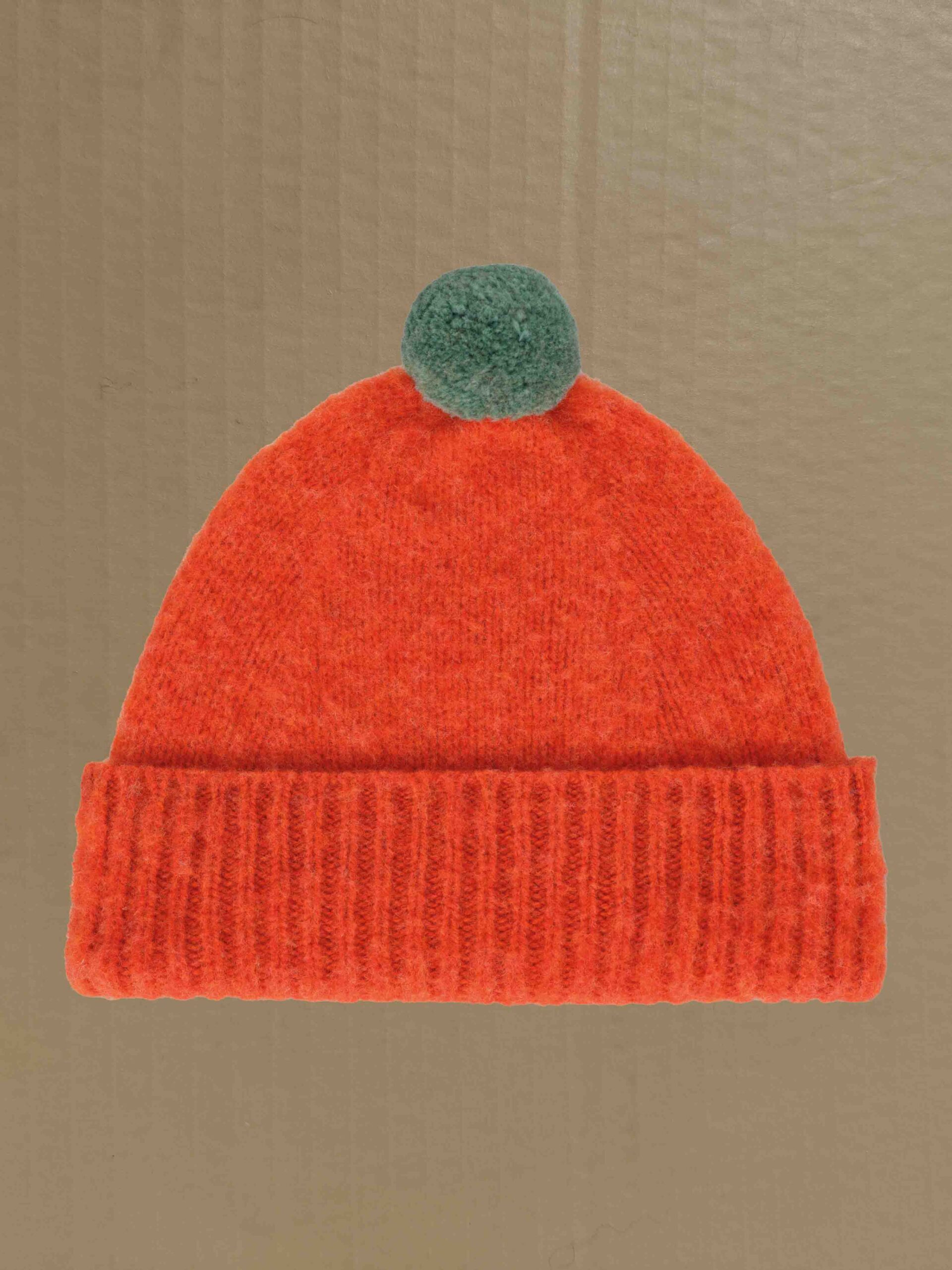 brushed plain hat furnace contrast pompom Scottish spun lambswool knitted Leicestershire England product