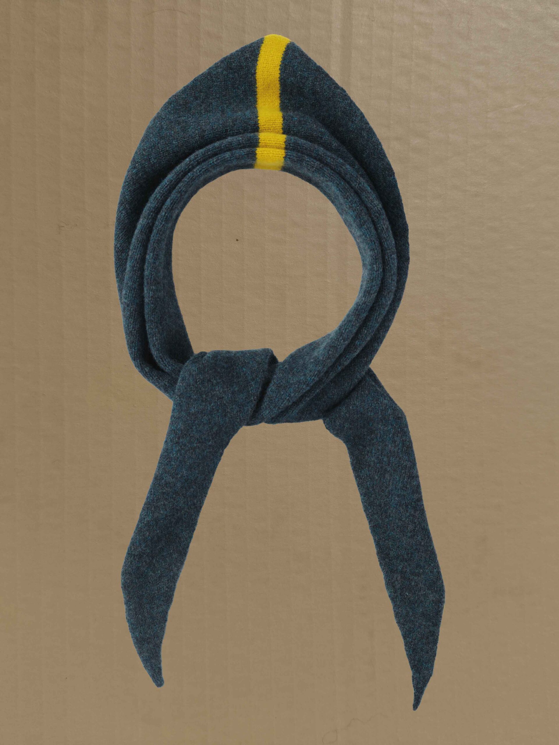 Lugano & Tumeric single stripe triangle neckerchief scarf Scottish spun lambswool knitted Leicestershire England product