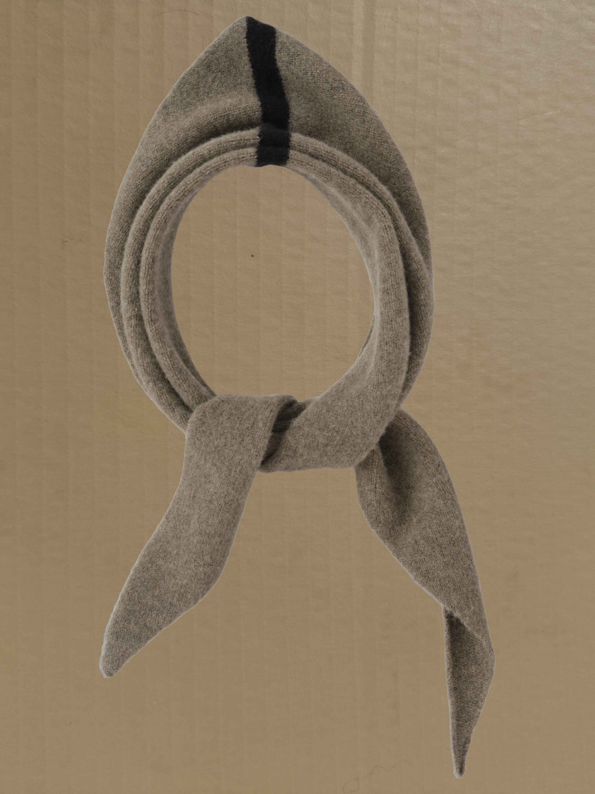 moss & black single stripe triangle neckerchief scarf Scottish spun lambswool knitted Leicestershire England