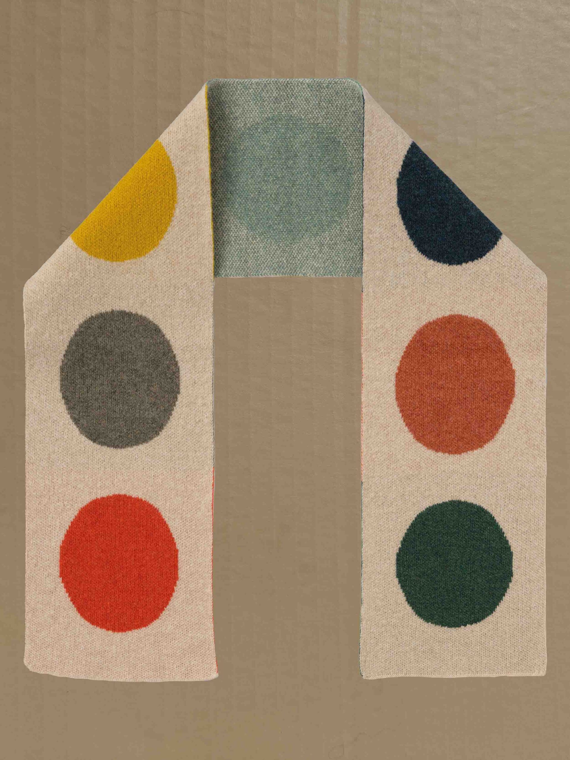 scarf multicolor spot oatmeal Scottish spun lambswool knitted Leicestershire England